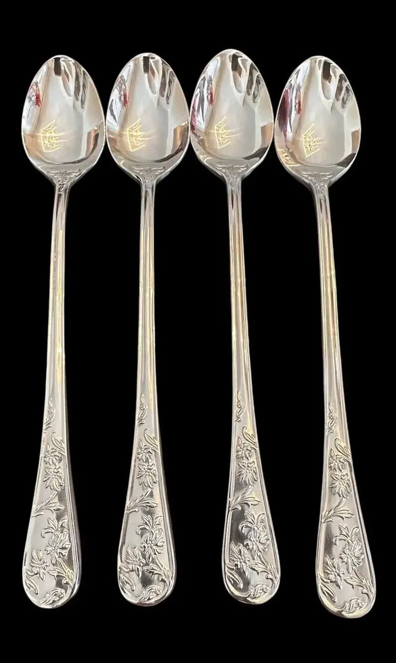 Reed & Barton QUEEN'S GARDEN Stainless 4-pc Iced Teaspoons Flatware (B)